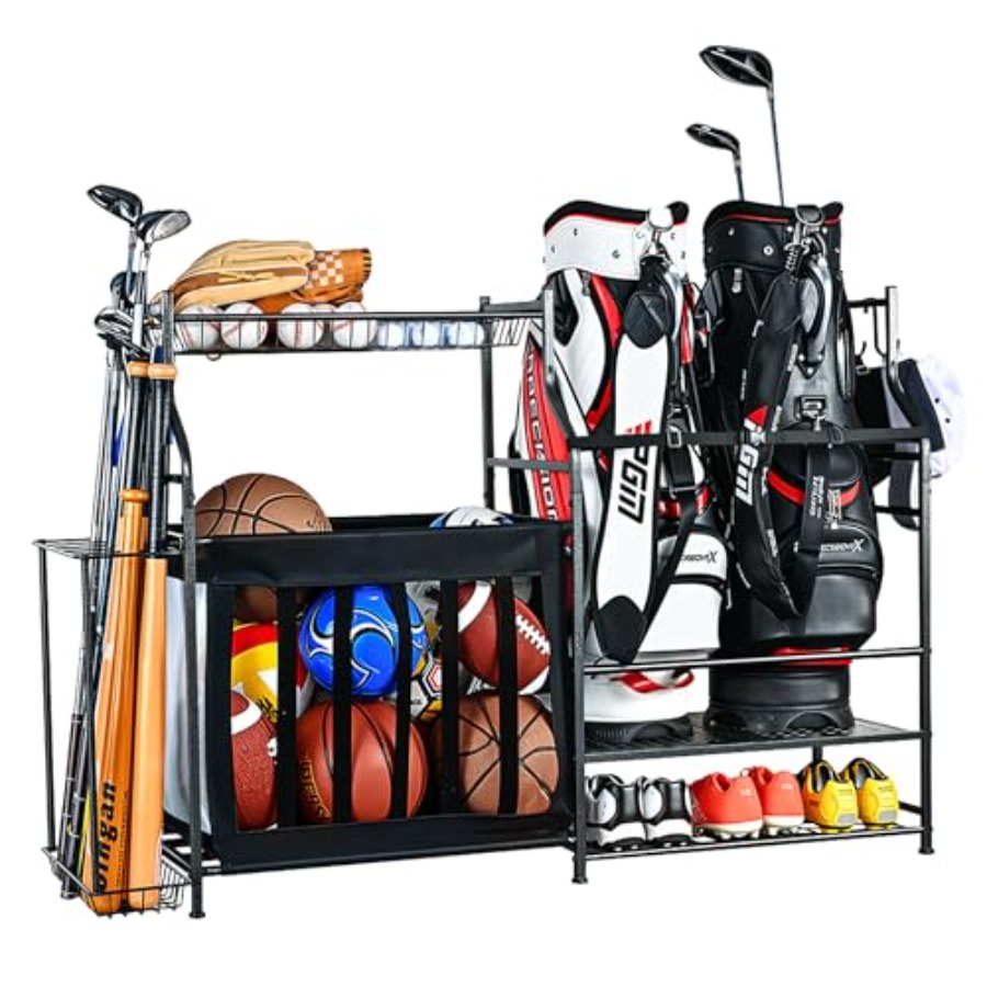 Golf Equipment Garage Organizer - Sports Equipment Organizer Rack Garage Ball