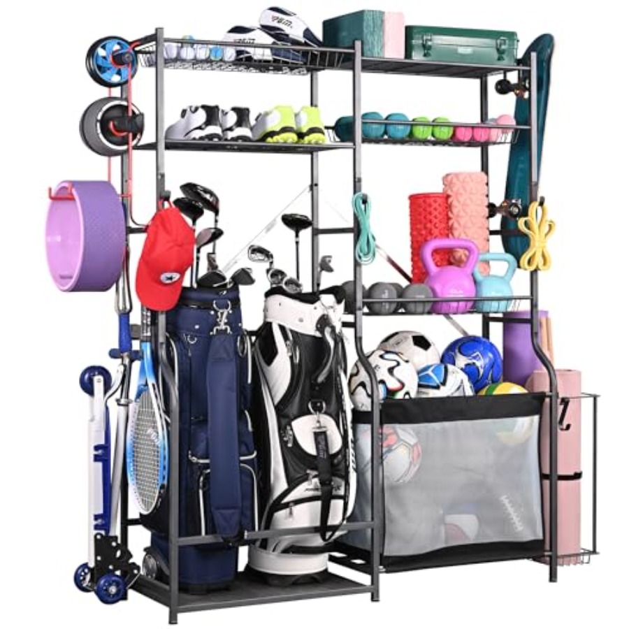 Golf Equipment Garage Organizer - Extra Large Golf Storage Ball Rack