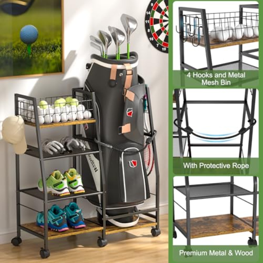 Golf Bag Garage Storage Rack w - Golf Equipment Garage Organizer 评论和价格