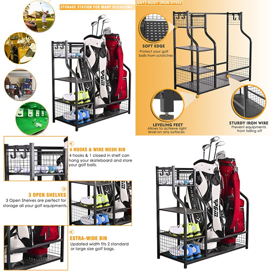 Golf Bag Garage Storage Organi - Golf Equipment Garage Organizer 评论和价格