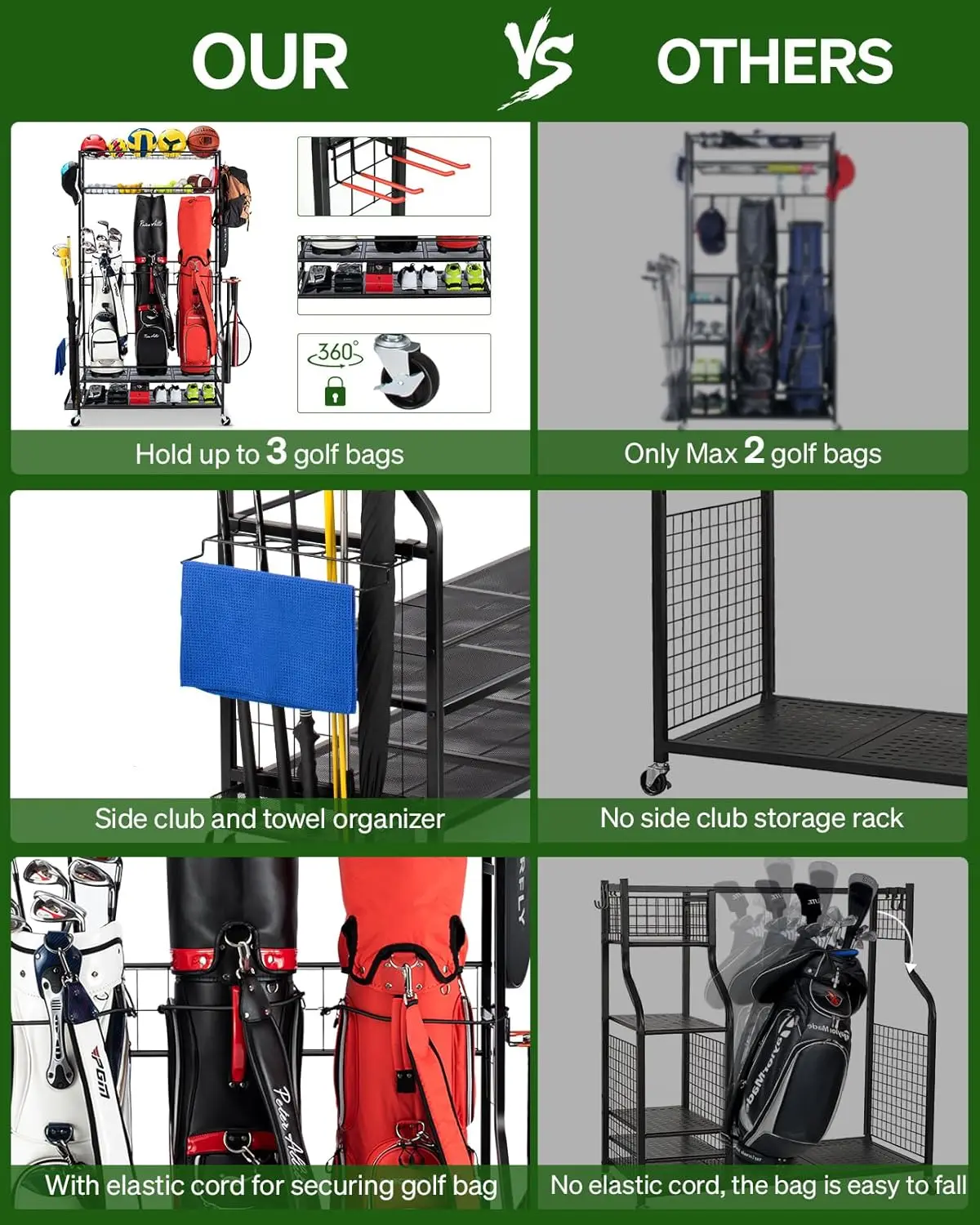 Activity priceGolf Bag Storage - Golf Equipment Garage Organizer 评论和价格