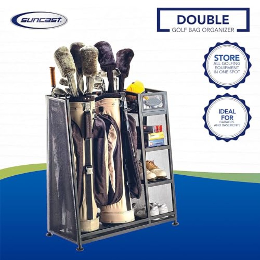 Heavy-duty metal golf bag and  - Golf Equipment Garage Organizer 评论和价格