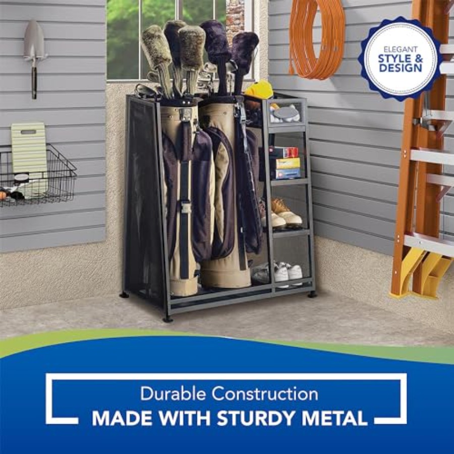 Heavy-duty metal golf bag and  - Golf Equipment Garage Organizer 评论和价格