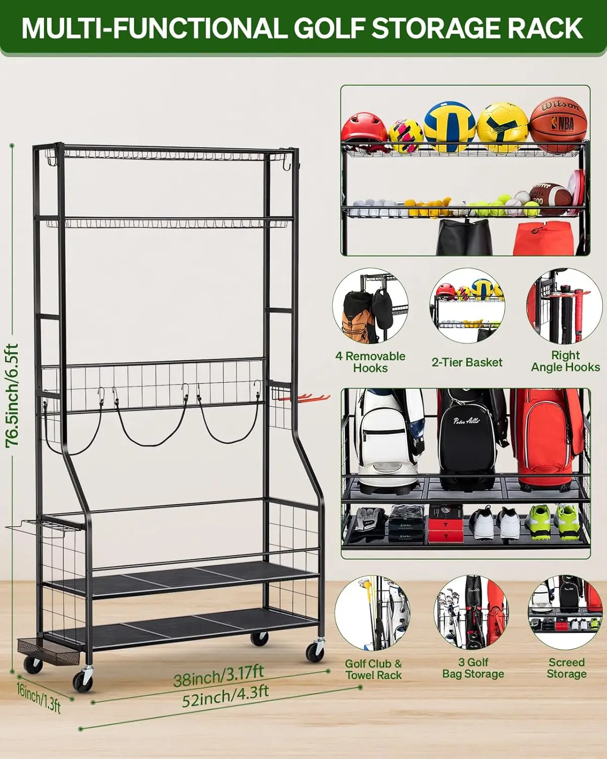 Golf Bag Storage Garage Organi - Golf Equipment Garage Organizer 评论和价格