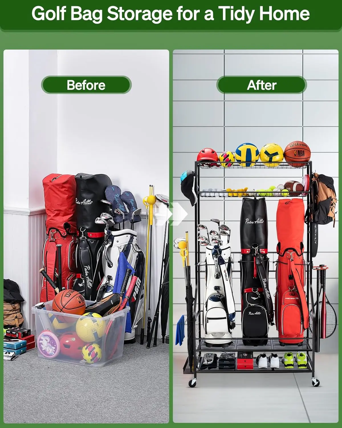 Golf Bag Storage Garage Organi - Golf Equipment Garage Organizer 评论和价格