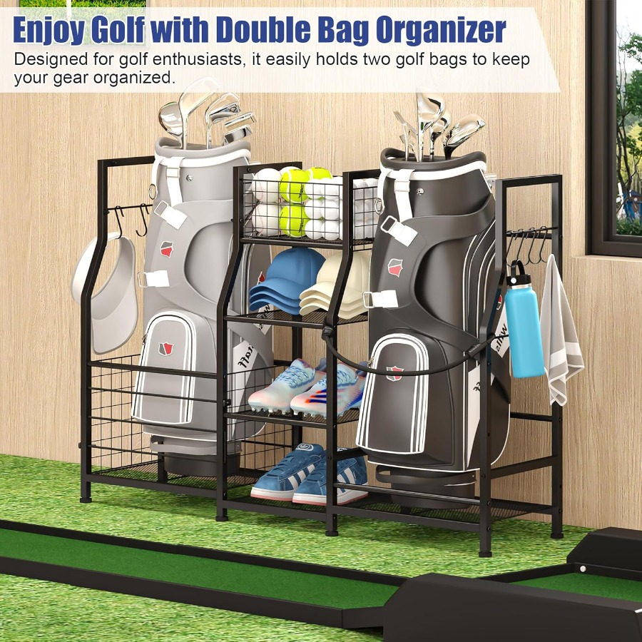 Golf Bag Stand Garage Storage  - Golf Equipment Garage Organizer 评论和价格