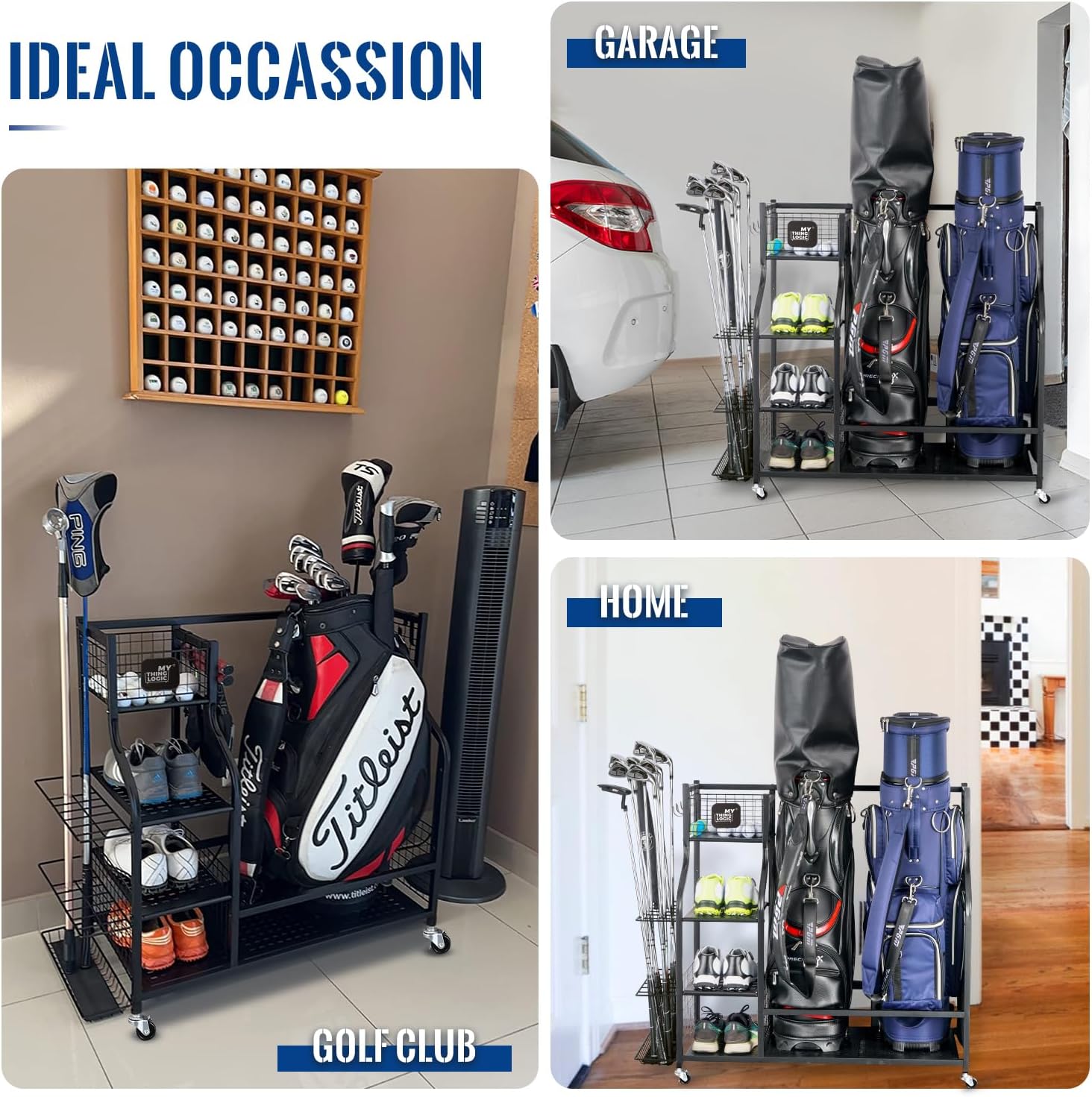 Golf Storage Garage Organizer, - Golf Equipment Garage Organizer 评论和价格