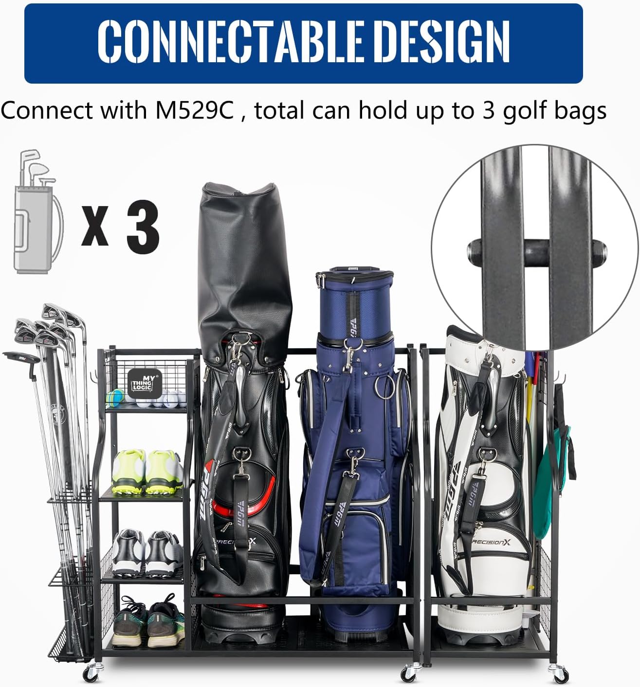 Golf Storage Garage Organizer, - Golf Equipment Garage Organizer 评论和价格